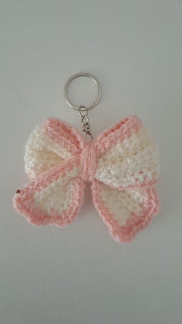 Pembe Örgü Fiyonk Anahtarlık - Görsel 4