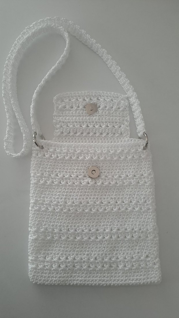 Beyaz Dantel Örgü Kadın Çapraz Çanta - Görsel 3