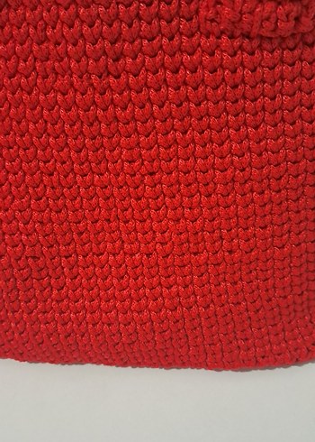 Kırmızı Örgü Kadın Çanta - Görsel 6