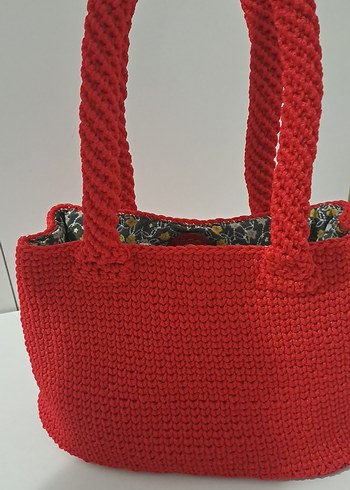 Kırmızı Örgü Kadın Çanta - Görsel 2