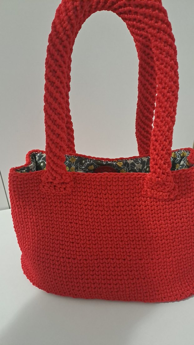 Kırmızı Örgü Kadın Çanta - Görsel 2
