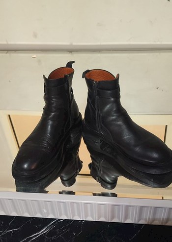 Siyah Deri Tokalı Biker Platform Botlar - Görsel 2