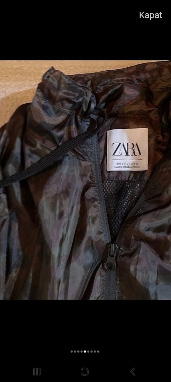 Kahverengi Kamuflaj Desenli Uzun Kadın Yağmurluk rüzgarlik zara - Görsel 3