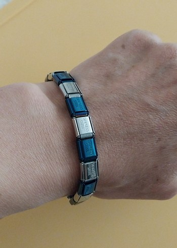 Mavi ve Gri Kadın Elastik Bileklik - Görsel 5