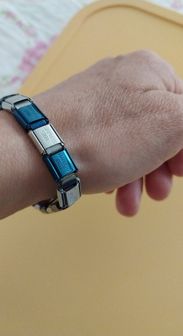 Mavi ve Gri Kadın Elastik Bileklik - Görsel 3