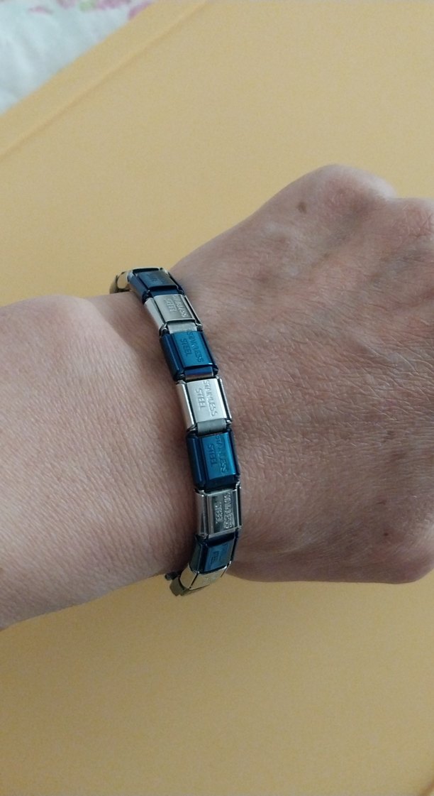 Mavi ve Gri Kadın Elastik Bileklik - Görsel 5