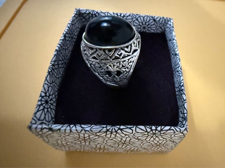 Siyah Taşlı Gotik Erkek Yüzük - Görsel 3