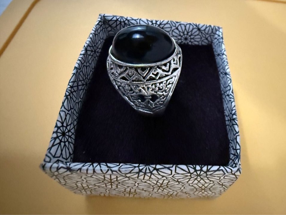 Siyah Taşlı Gotik Erkek Yüzük - Görsel 2