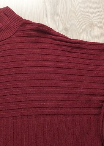 Burgundy Boğazlı, Uzun Kollu Kadın Triko Kazak - Görsel 2