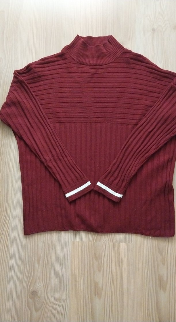 Burgundy Boğazlı, Uzun Kollu Kadın Triko Kazak - Görsel 4