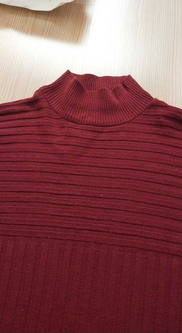 Burgundy Boğazlı, Uzun Kollu Kadın Triko Kazak - Görsel 3