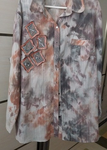 Uzun Kollu Batik Desenli Bohem Gömlek - Görsel 2