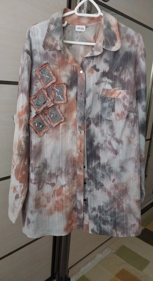 Uzun Kollu Batik Desenli Bohem Gömlek - Görsel 2