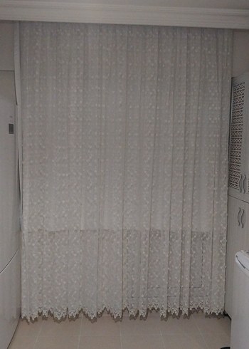 krem desenli tül perde - Görsel 2