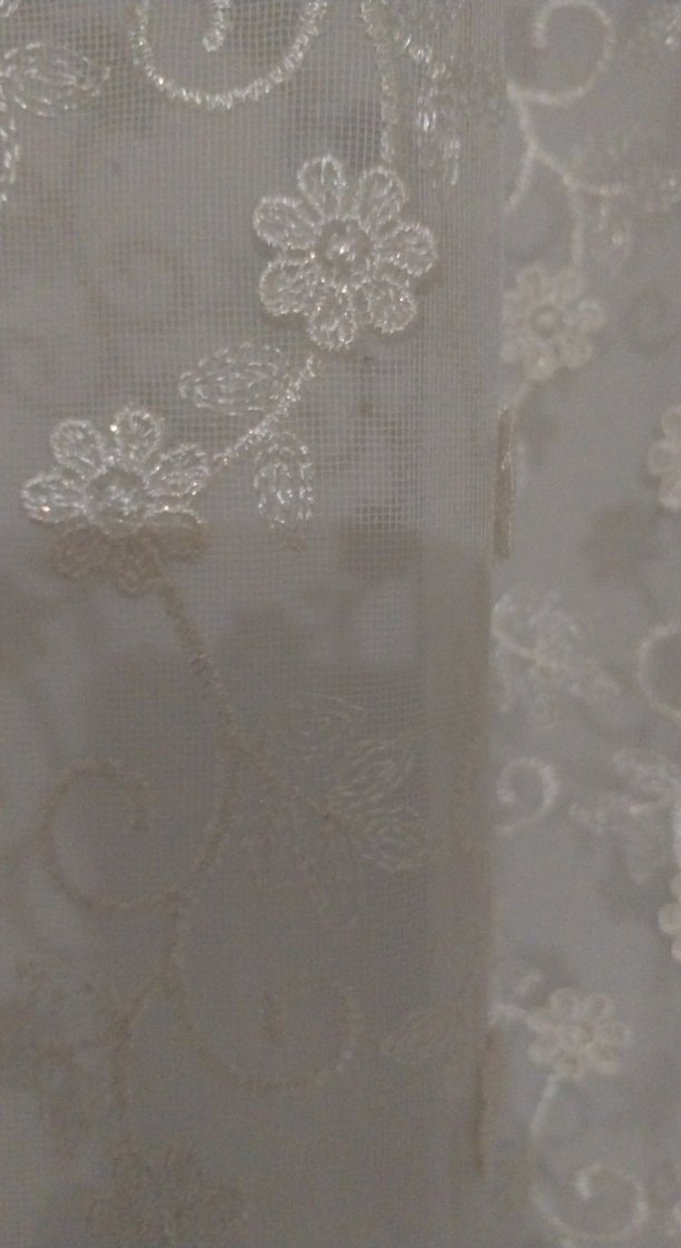 krem desenli tül perde - Görsel 5