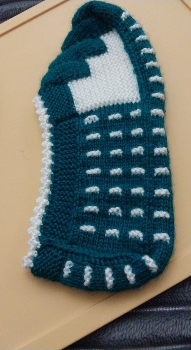 Kadın örgü patik Yeşil  beyaz renkte - Görsel 4