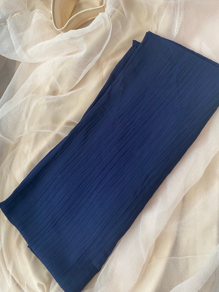 Uzun Kollu Mavi Kadın Elbise - Görsel 3