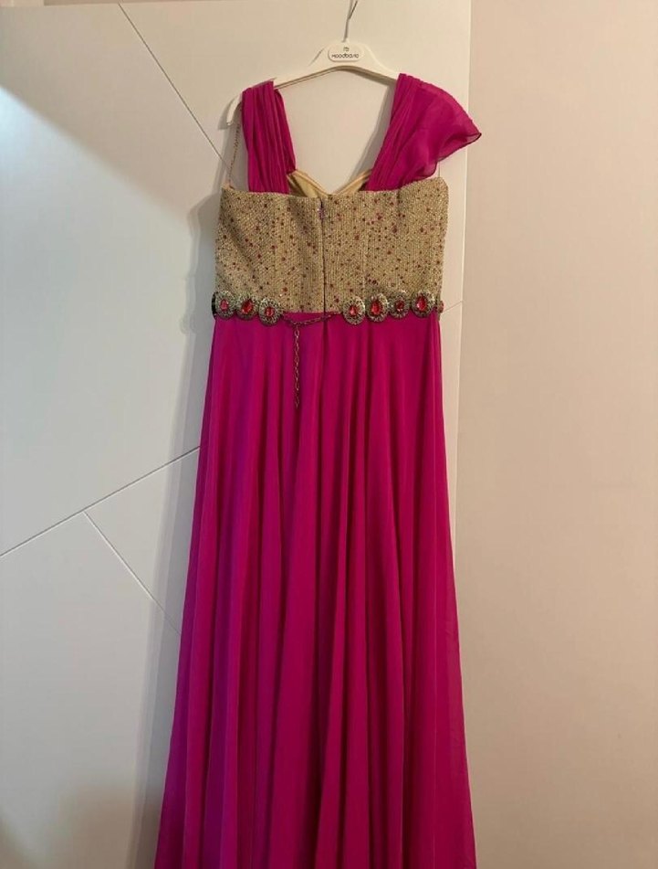 Pembe Drapeli Uzun Abiye Elbise - Görsel 3