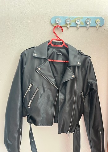 Siyah Kadın Deri Biker Ceket