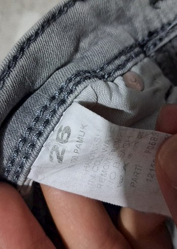 26 Beden Gri Regular Fit Midi Kot Pantolon