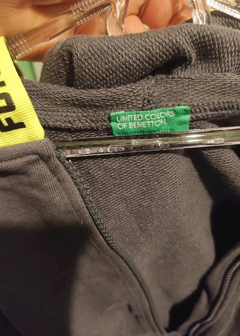 Benetton Erkek Çocuk Fermuarlı Gri Kapüşonlu Sweatshirt - Görsel 3