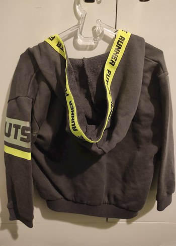 Benetton Erkek Çocuk Fermuarlı Gri Kapüşonlu Sweatshirt - Görsel 2