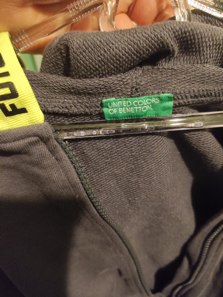 Benetton Erkek Çocuk Fermuarlı Gri Kapüşonlu Sweatshirt - Görsel 3