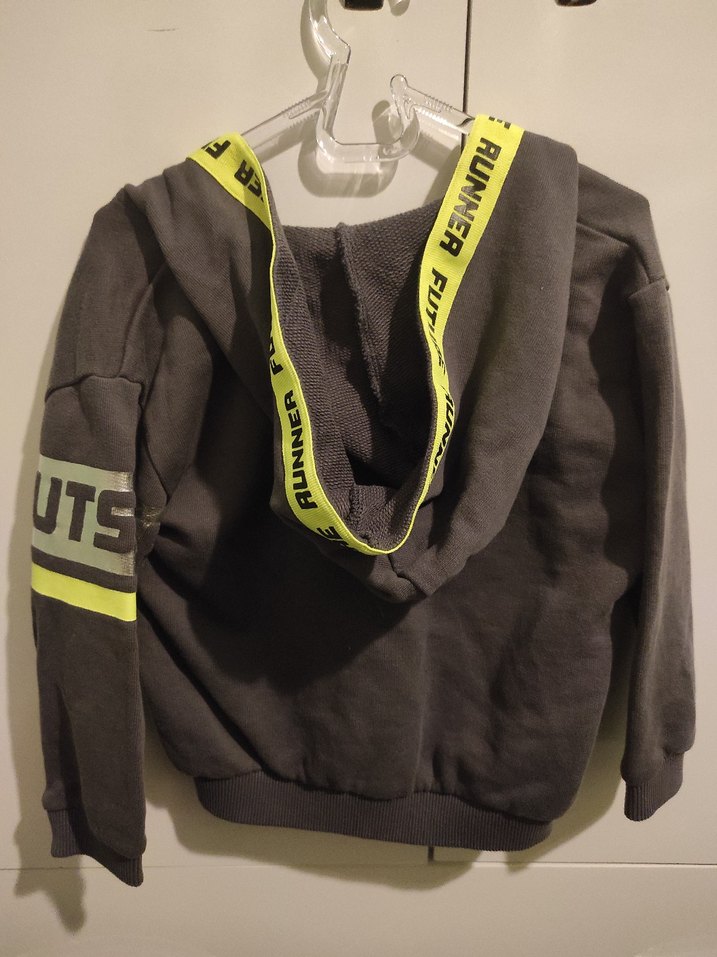 Benetton Erkek Çocuk Fermuarlı Gri Kapüşonlu Sweatshirt - Görsel 2