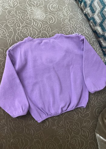 Zara Kız Çocuk Mor Triko Sweatshirt Fırfırlı(2/3 yaş)