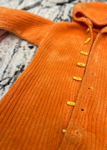 Turuncu Örgü Bebek Tulum - Görsel 2