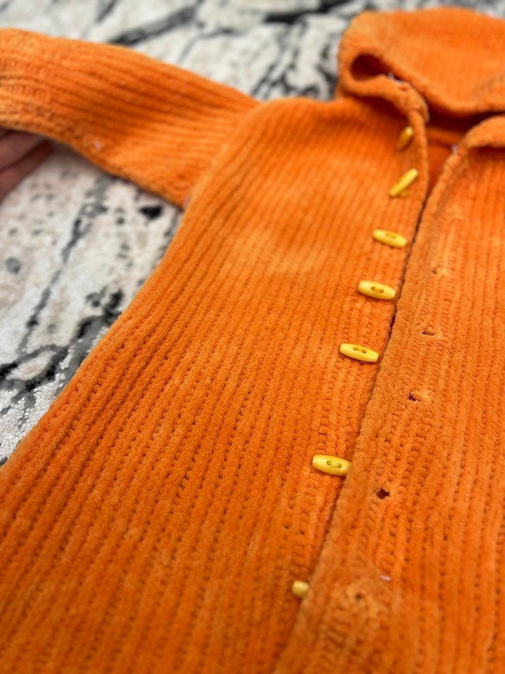 Turuncu Örgü Bebek Tulum - Görsel 2