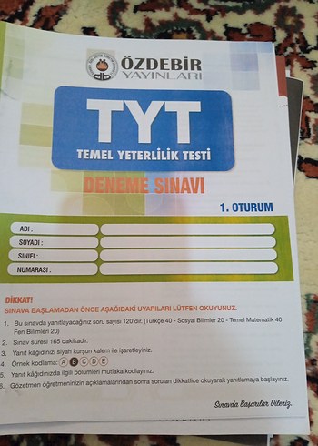 Özdebir TYT Temel Yeterlilik Testi Deneme Sınavı