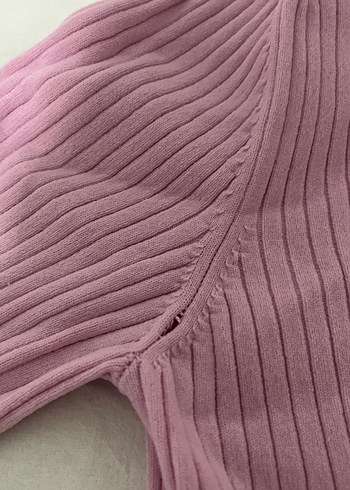 m Beden Kadın Pembe Crop Top, Kayık Yaka, Pliseli