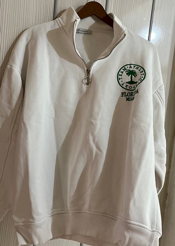 Diğer Gri Fermuarlı Yüksek Yakalı Kadın Sweatshirt
