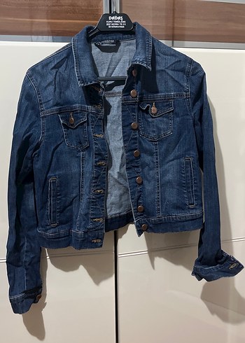 Kadın Lacivert Düğmeli Denim Ceket