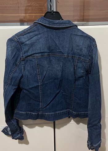 l Beden Kadın Lacivert Düğmeli Denim Ceket
