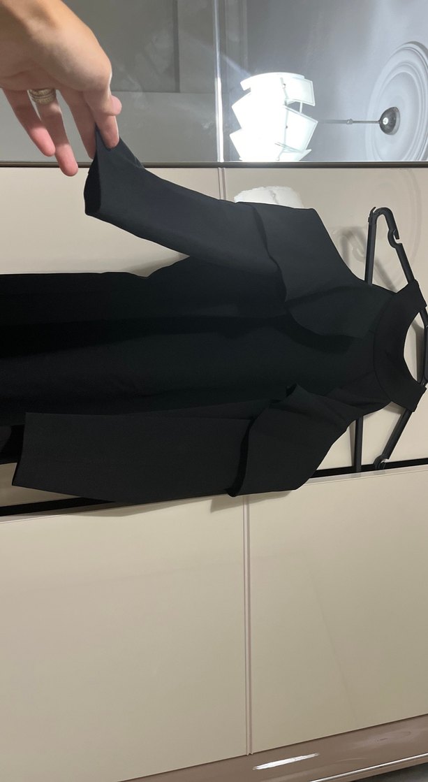 Drapeli Siyah Kadın Ofis Elbisesi - Görsel 2