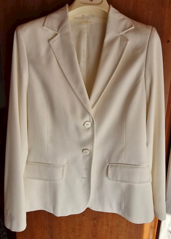 Düğmeli Beyaz Kadın Blazer Ceket