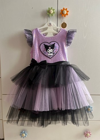Mor Renkli Gotik Kız Çocuk Elbise