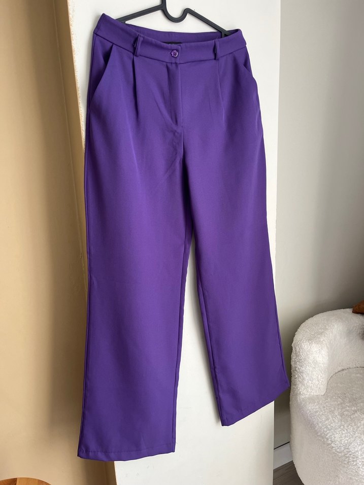 Mor Pilili Kadın Kumaş Pantolon - Görsel 2