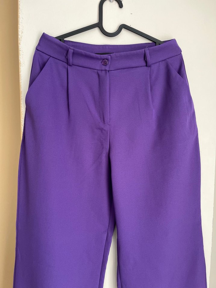 Mor Pilili Kadın Kumaş Pantolon - Görsel 3