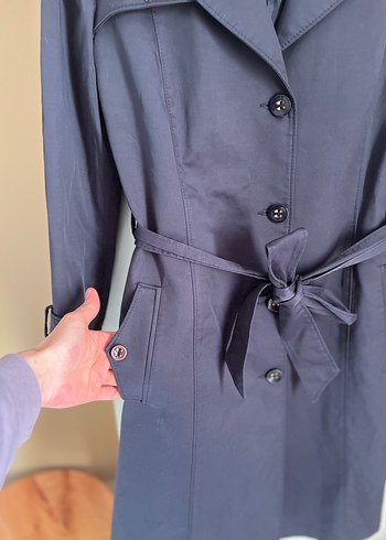 Alvina Lacivert Trençkot - Görsel 4