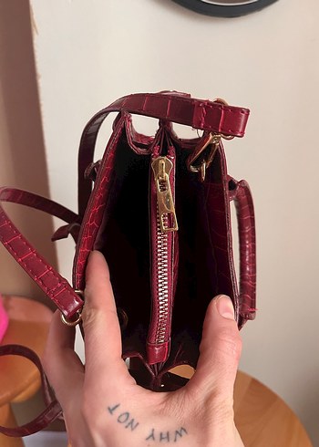 Bordo Yılan Derisi Desenli Kadın Çantası - Görsel 5