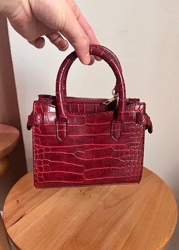 Bordo Yılan Derisi Desenli Kadın Çantası - Görsel 2