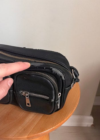 Siyah Deri Biker Kadın Çapraz Çanta - Görsel 3