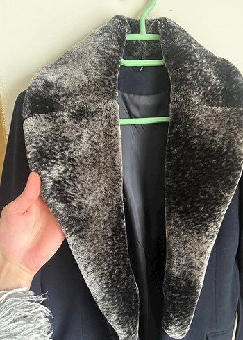 Kürklü Yaka Lacivert Kaban - Görsel 4