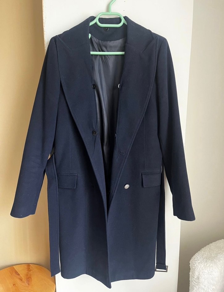 Kürklü Yaka Lacivert Kaban - Görsel 5