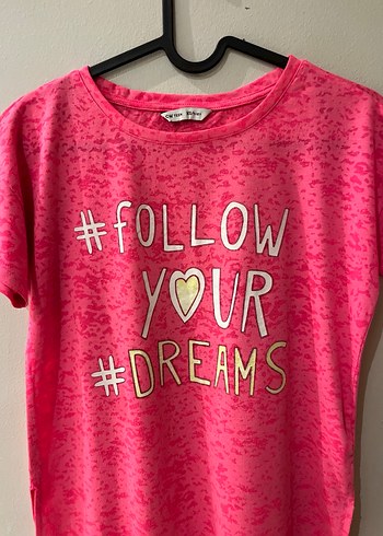 Kız Çocuk Pembe Baskılı Tişört - Görsel 4