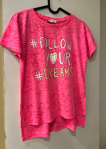 Kız Çocuk Pembe Baskılı Tişört - Görsel 2