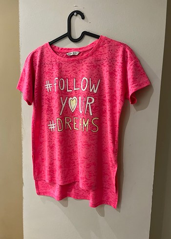 Kız Çocuk Pembe Baskılı Tişört - Görsel 3